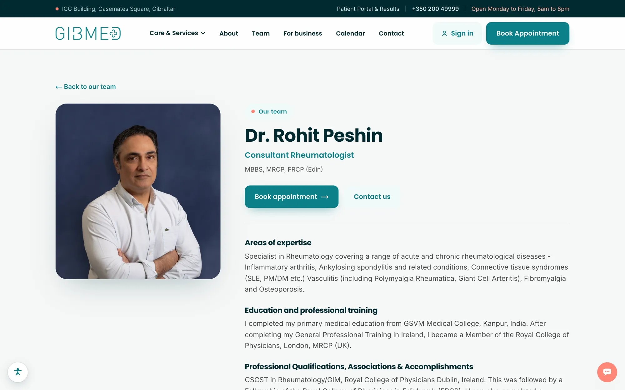 Consultant profile: Dr. Rohit Peshin, Consultant Rheumatologist