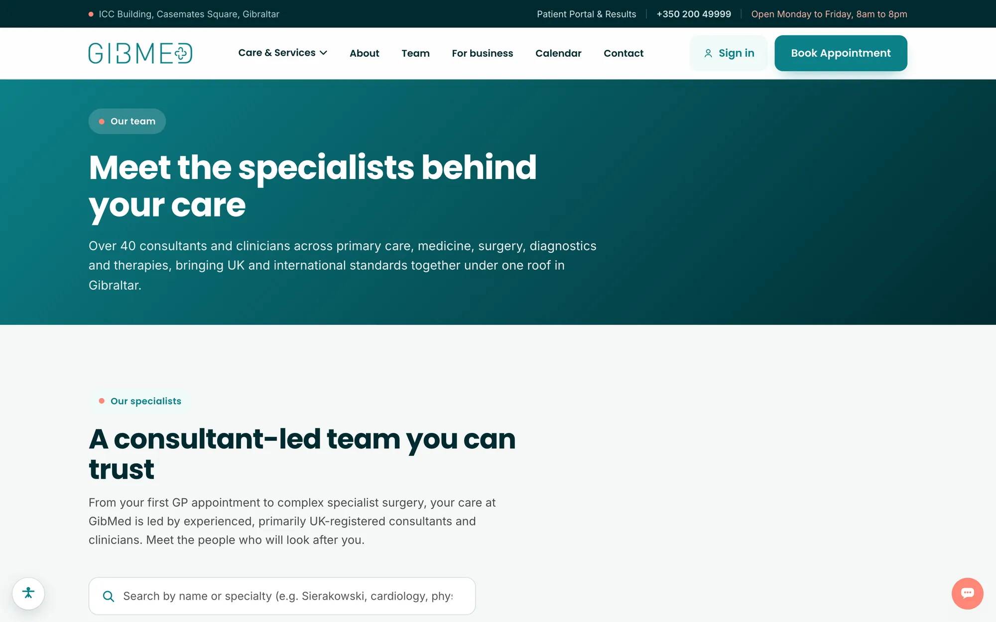 Our team page: Meet the specialists behind your care