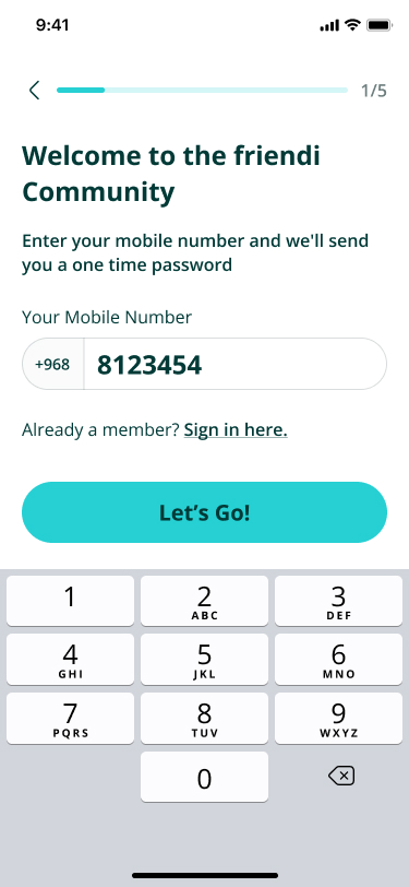 Step 1 — enter your Oman mobile number