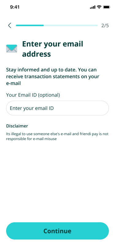 Step 3 — add an optional email for statements