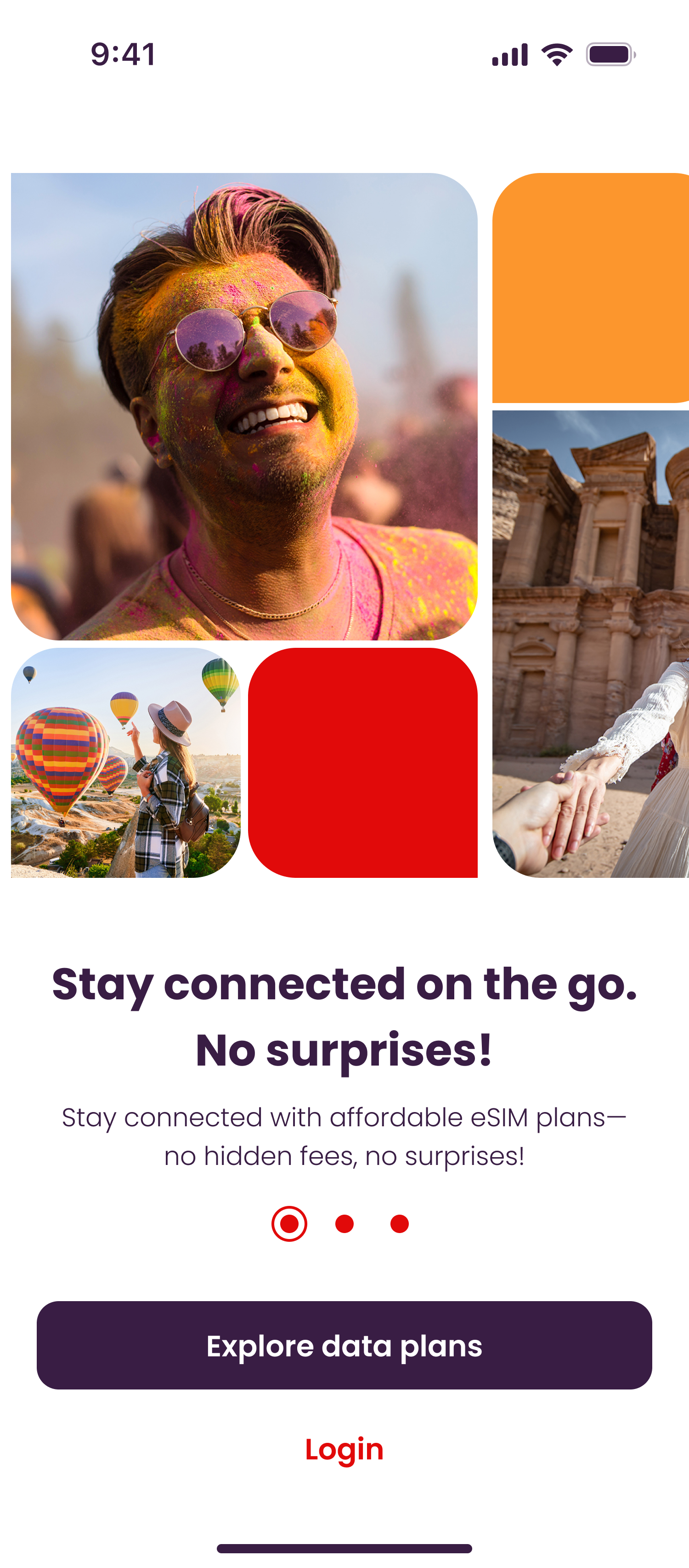 Onboarding — stay connected on the go, no surprises
