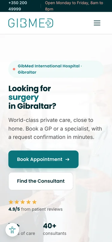 GibMed website on a phone
